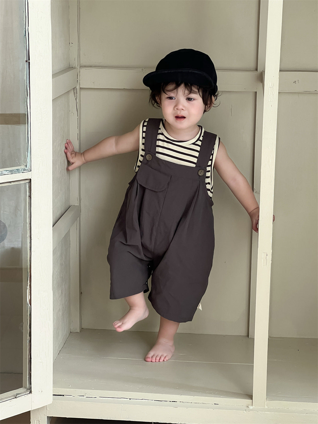Children's Boy Summer Clothing Thin Clothes Korean Style Striped Children's Suit
