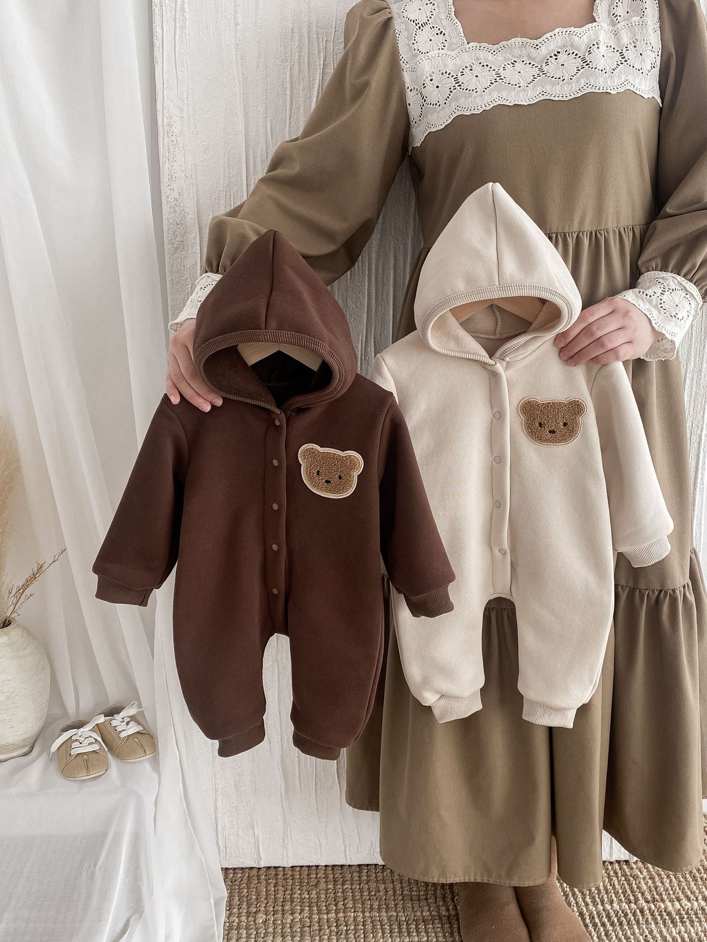 Women's & Men's Jumpsuit Thickened Fleece Bear Romper Born Fleece-lined Jumpsuit, Climbing Suit