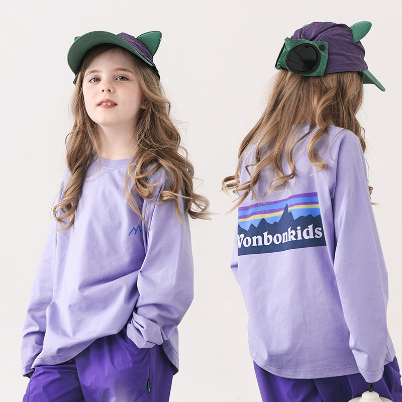 Spring Light Outdoor Mountain Ice Porcelain Cotton Long Children's T-shirt