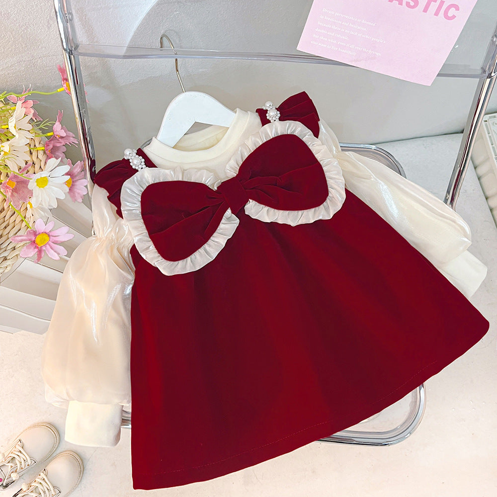Children's Dress Winter One Year Old Fleece-lined Two-piece Children's Suit