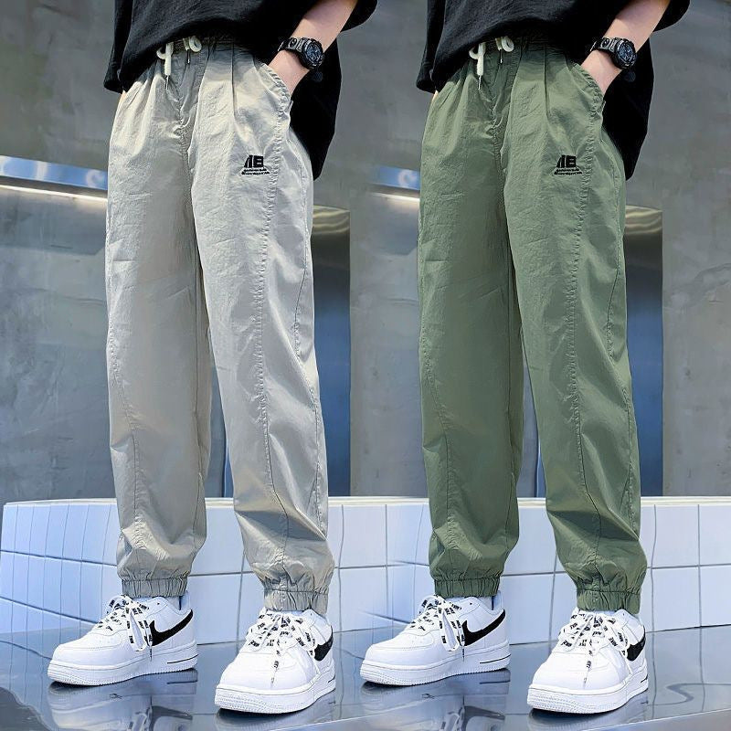 Cotton For Middle Big Thin Trousers Korean Style Handsome Anti Children's Pants
