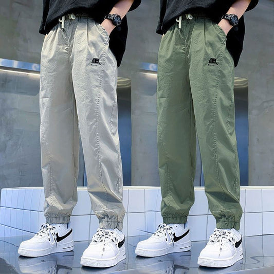 Cotton For Middle Big Thin Trousers Korean Style Handsome Anti Children's Pants
