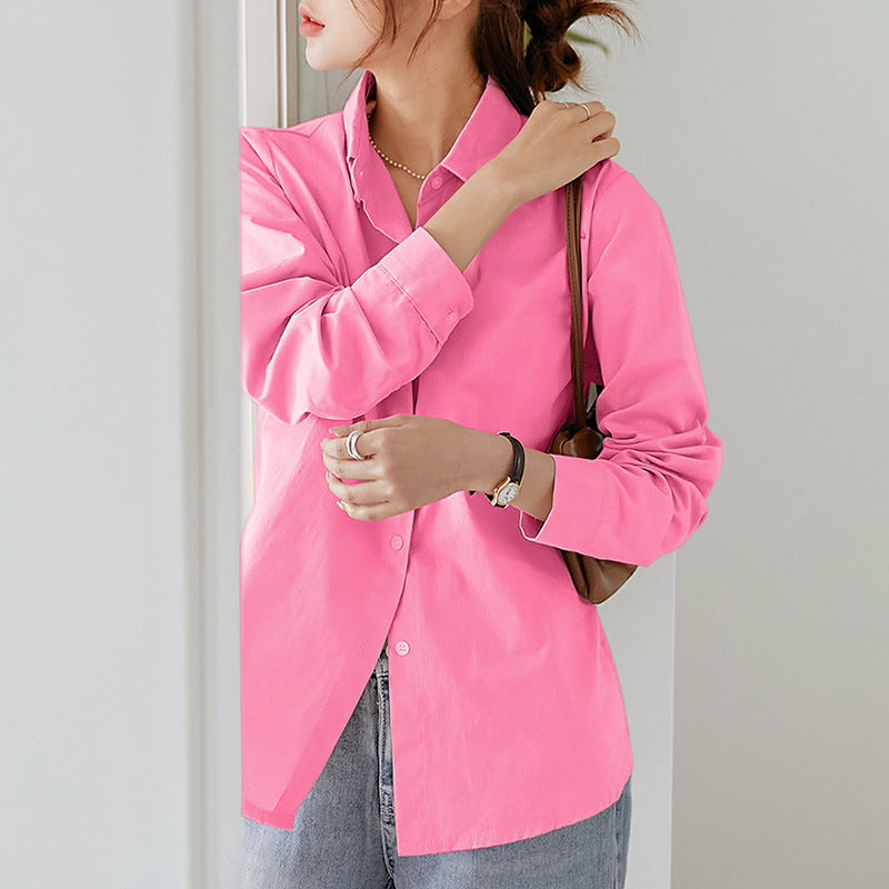 Women's Long Sleeve Shirt Cotton Loose Collar Design Sense Niche French Blouse