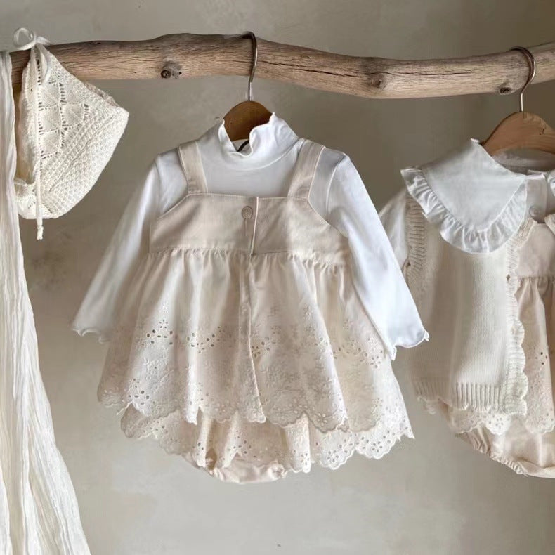 Embroidery Cute Suspenders Small Skirt Sleeveless Jumpsuit, Climbing Suit