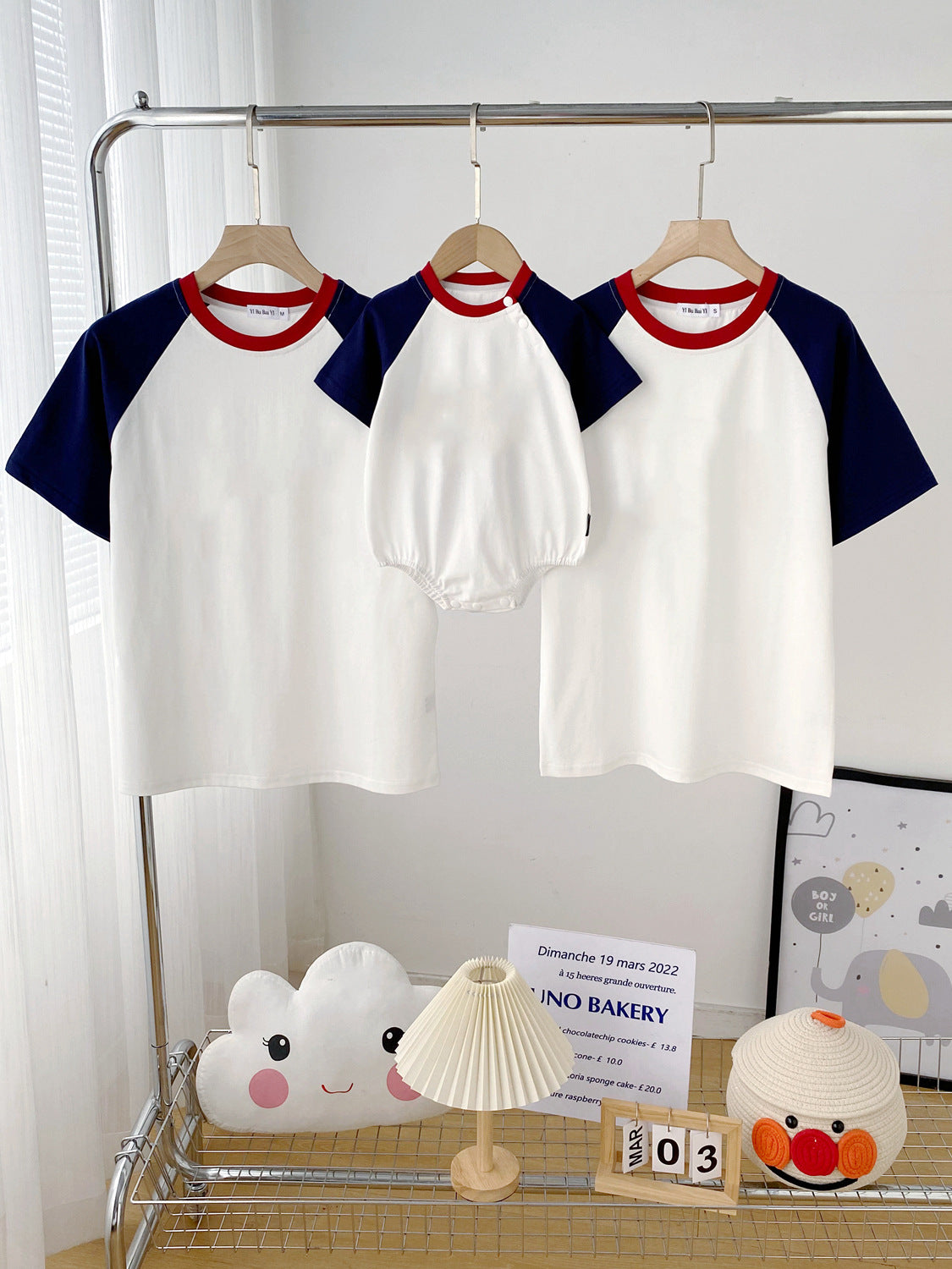 Color Short-sleeved T-shirt Suit Family Of Three Babies Pack Casual Parent-child Outfit