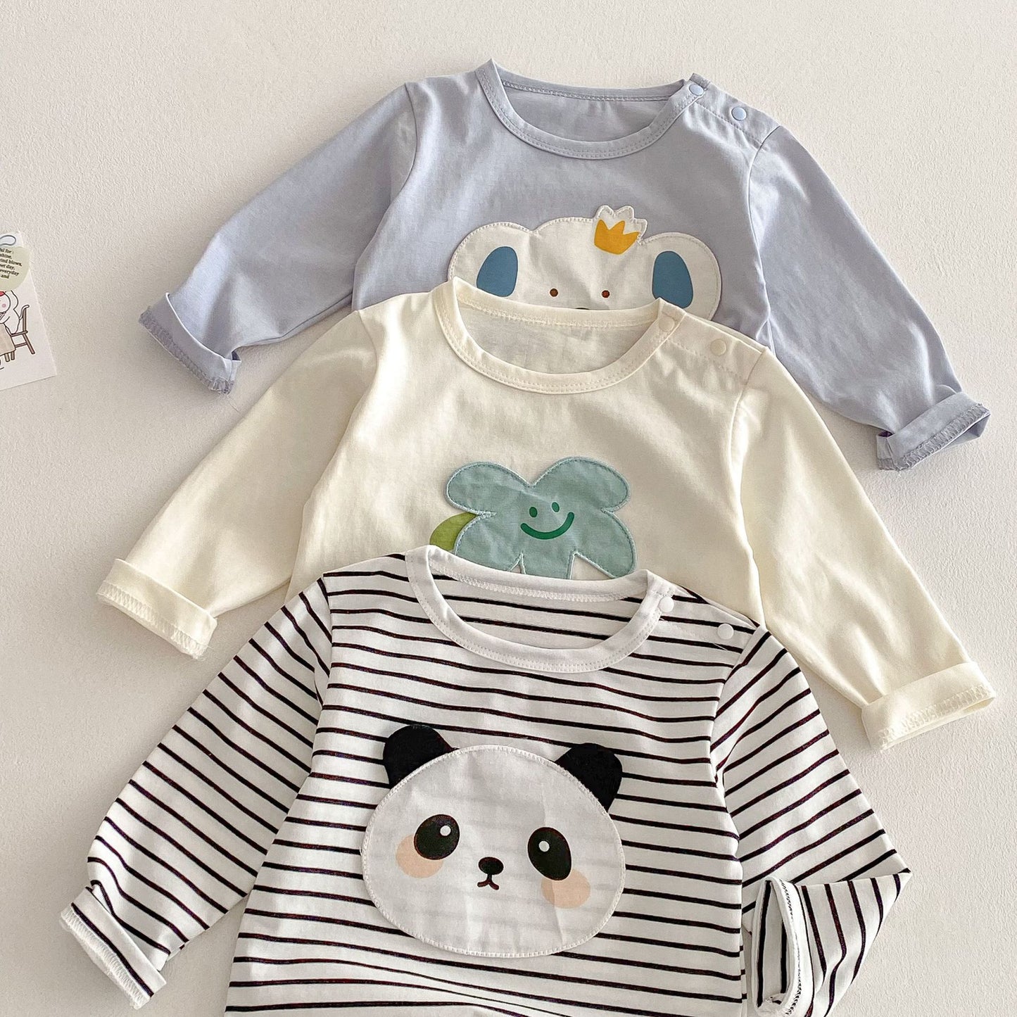 Children's Old Boy Korean Style Western Patch Bottoming Shirt Fashion Spring Children's T-shirt