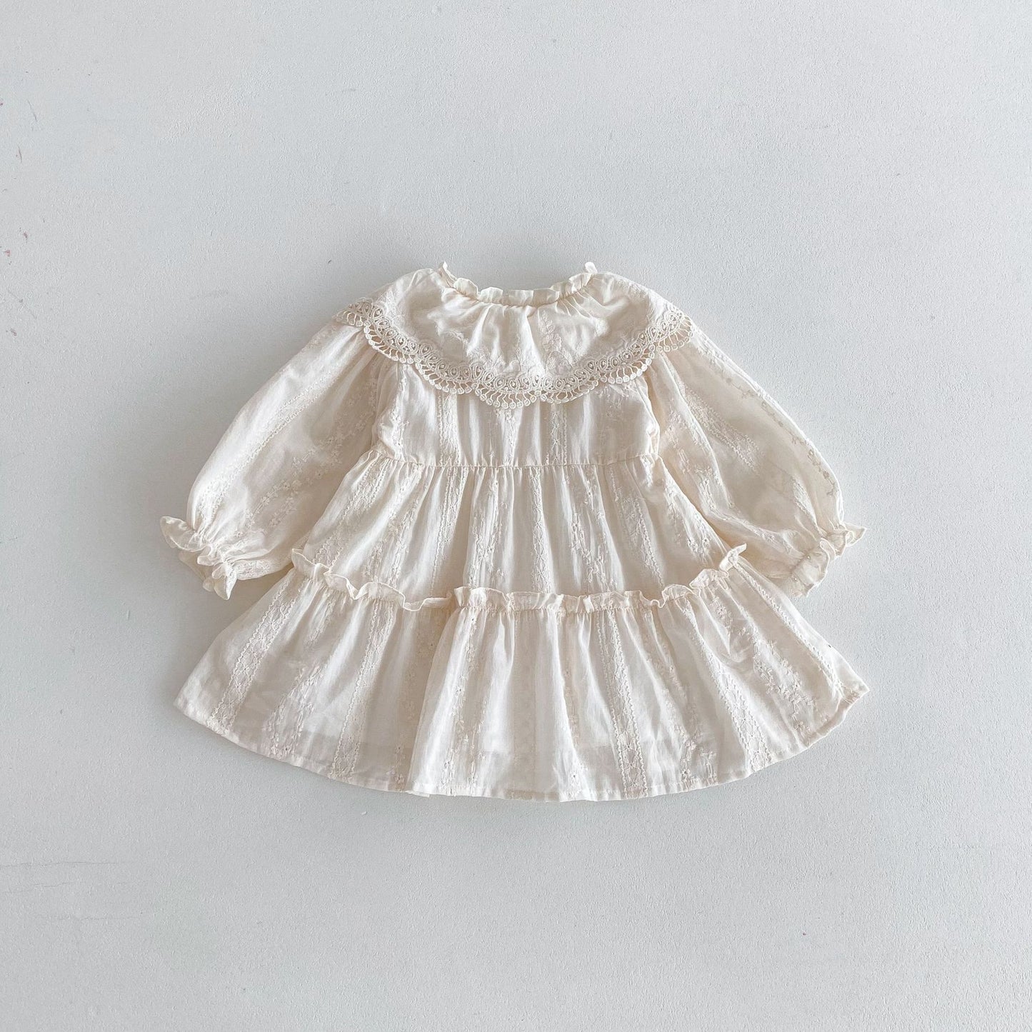 Children's Korean Style Lapel Lace Western Long Children's Dress