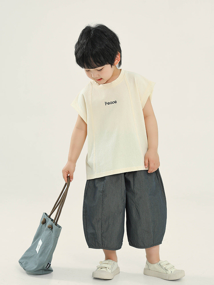 Children's Summer Korean Style Pure Cotton Short Sleeve Thin Sleeveless Children's T-shirt