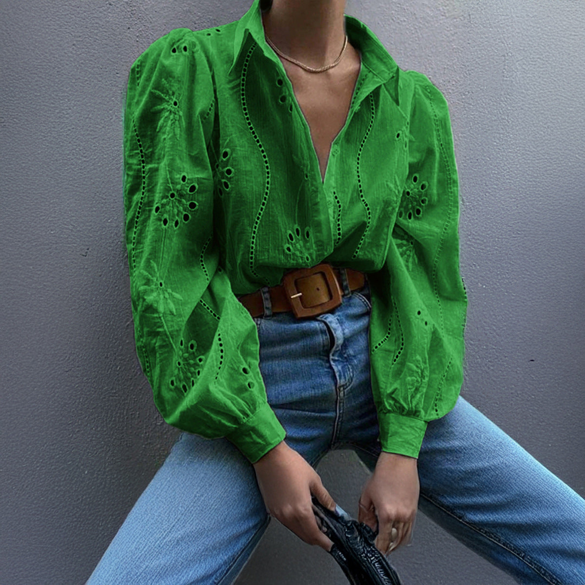Women's Casual Loose Fashion Puff Sleeve Blouse