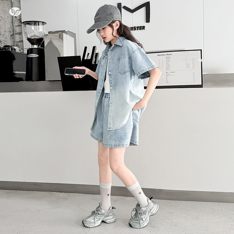 Children's Summer Rhinestone Vest Shirt Shorts Three-piece Set Children's Suit