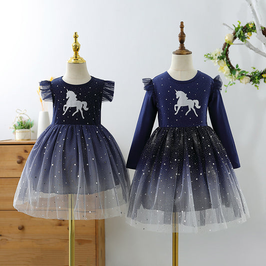 Children's Fashionable Summer Skirt Little Short Sleeve Princess Cotton Clothing Children's Dress