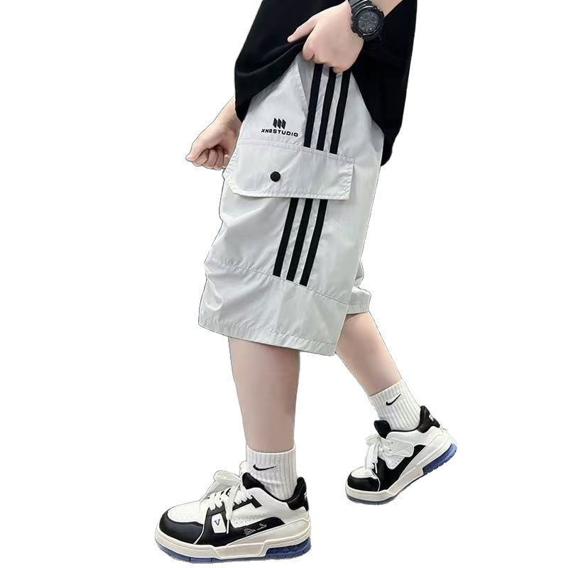 Children's Casual Overalls Summer Medium Large Cropped Children's Pants