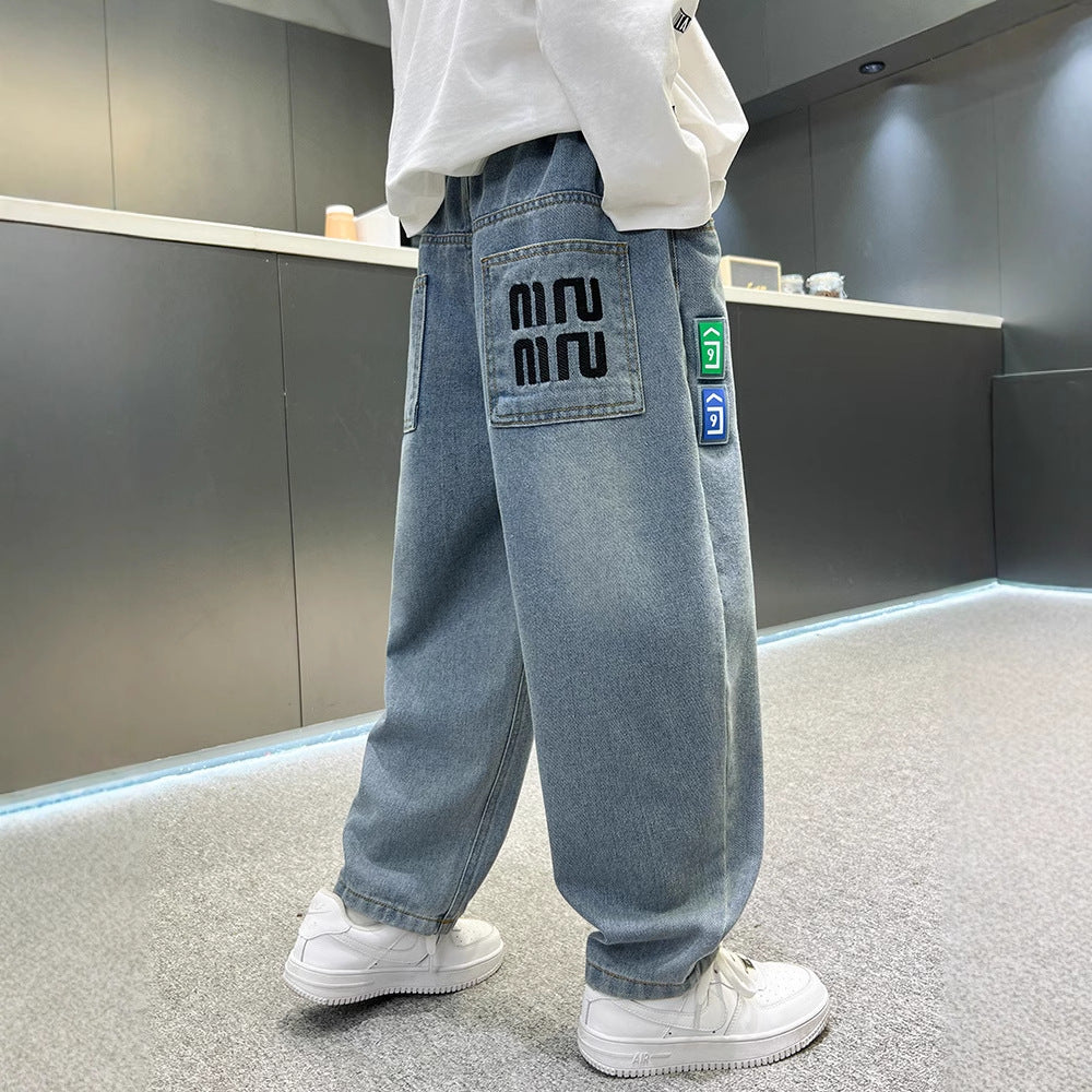 Children's Jeans Spring Wear Casual Loose Teens Trousers Autumn Sports Children's Pants