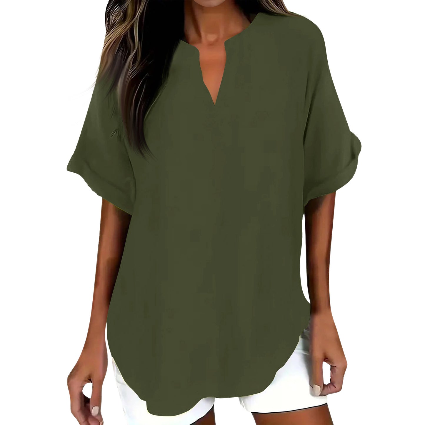 Women's Fashion Loose Shirt Casual Cotton Linen Blouse