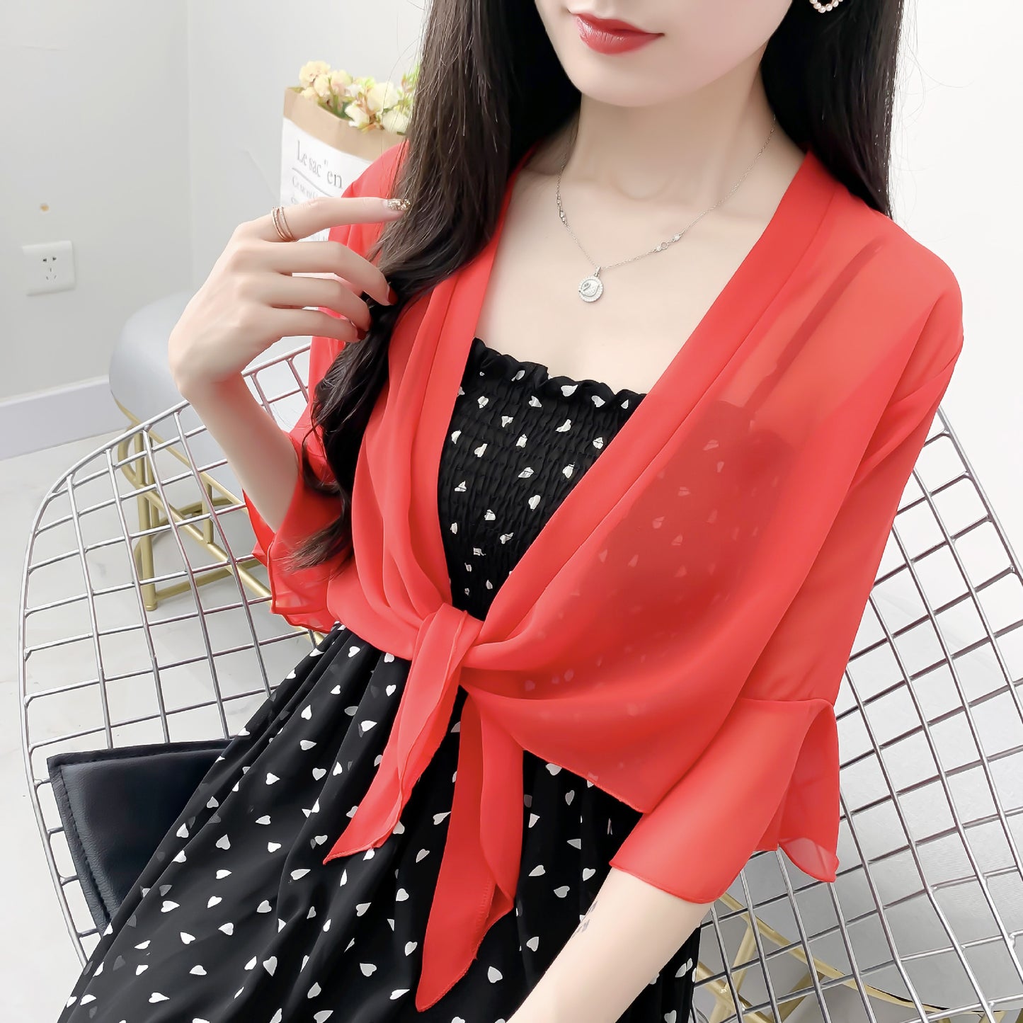 Women's Cape Small Sun Protection Tulle Sling Lace Shirt, Chiffon Shirt