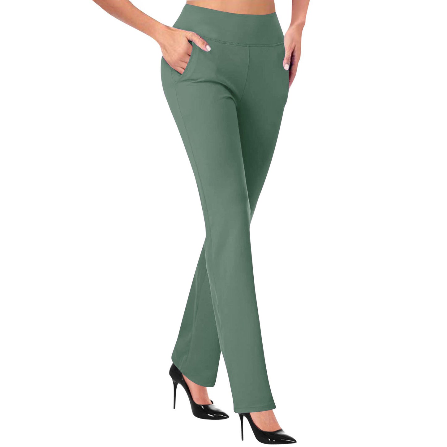 Women's Solid Color Knitted Pocket Slim Fit Casual Pants
