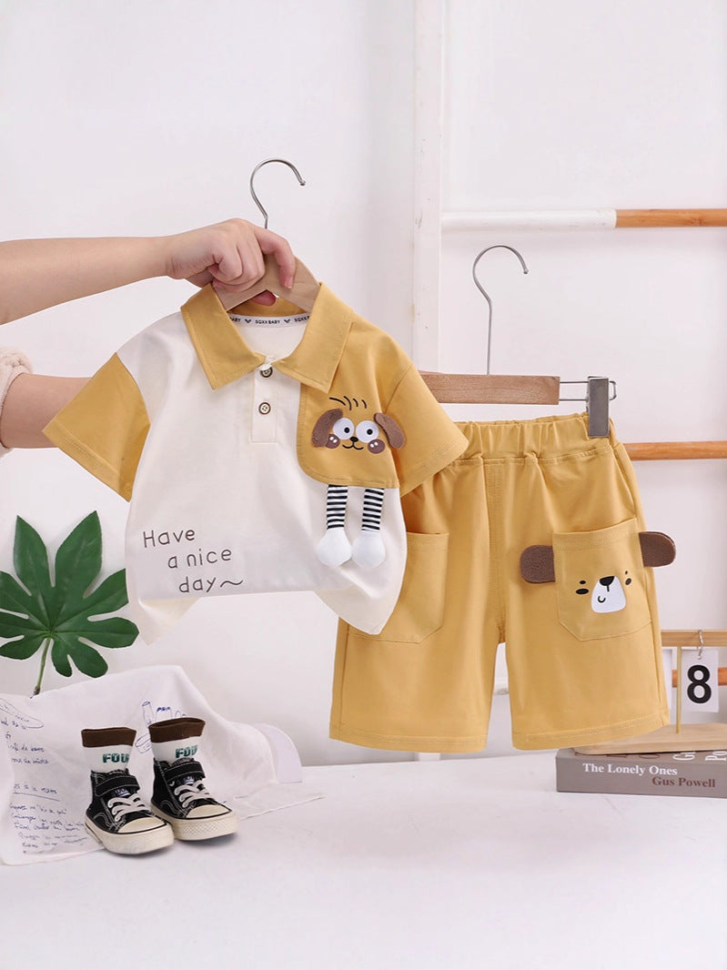 Children's Summer Cartoon Clothes For Boys Short Sleeve Two-piece Thin Children's Suit