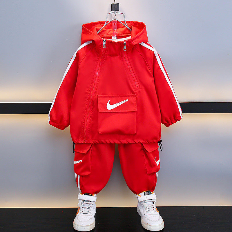 Children's Sportswear Fashionable Double Zipper Two-piece Long Children's Suit
