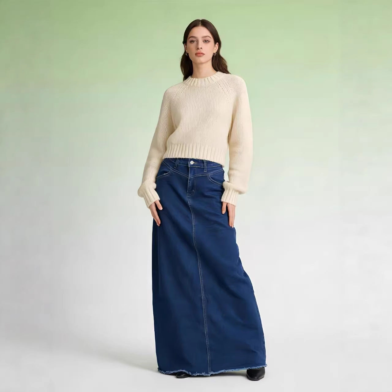Women's Summer Loose Straight Casual Elegant Denim Skirt