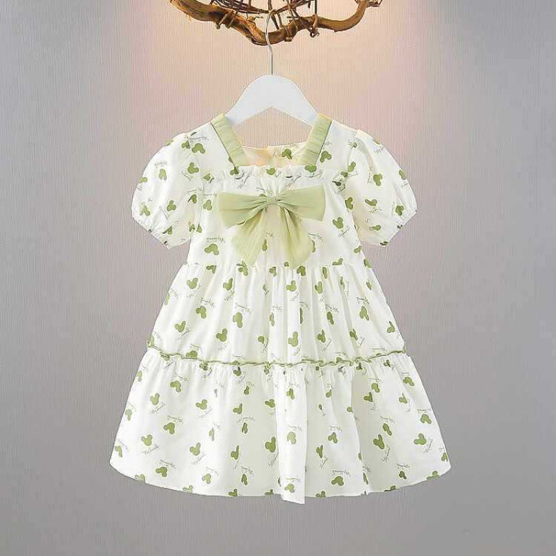 Short-sleeved Summer Bow Skirt Little Fashionable Children's Dress