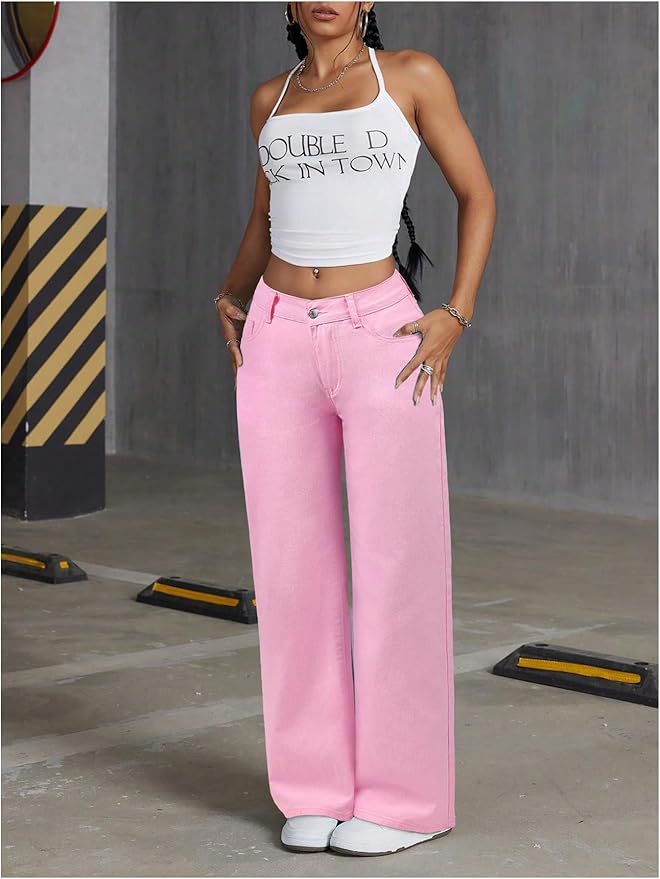 Women's Embroidered High Waist Straight Loose Trousers Women's Jeans