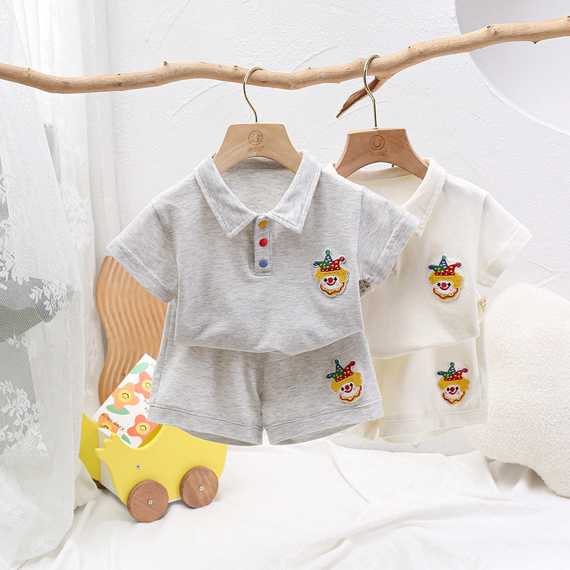 For Babies Summer Thin Unisex Infant Cute Two-piece One Year Children's Suit