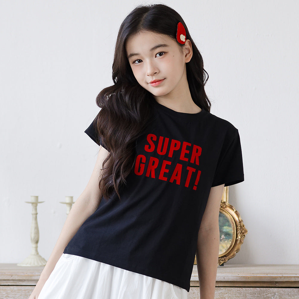 Children's Two-piece Set Small-sized Words Korean Style White Half-length Cake Dress Children's Suit