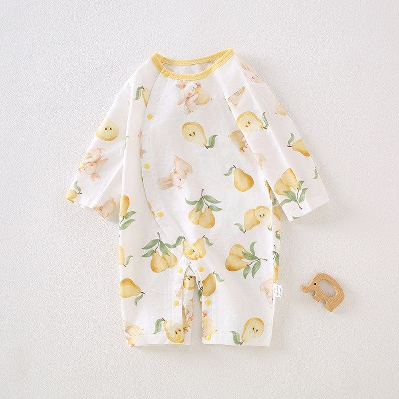Bamboo Cotton Fiber Air Conditioning Clothes For Babies Class Gauze Jumpsuit, Climbing Suit