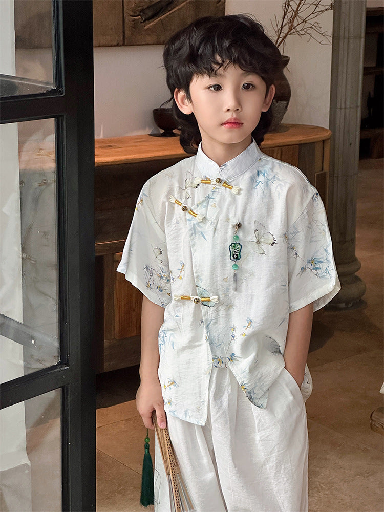 Children's Han Chinese Clothing Summer Short-sleeved Antique Children's Suit