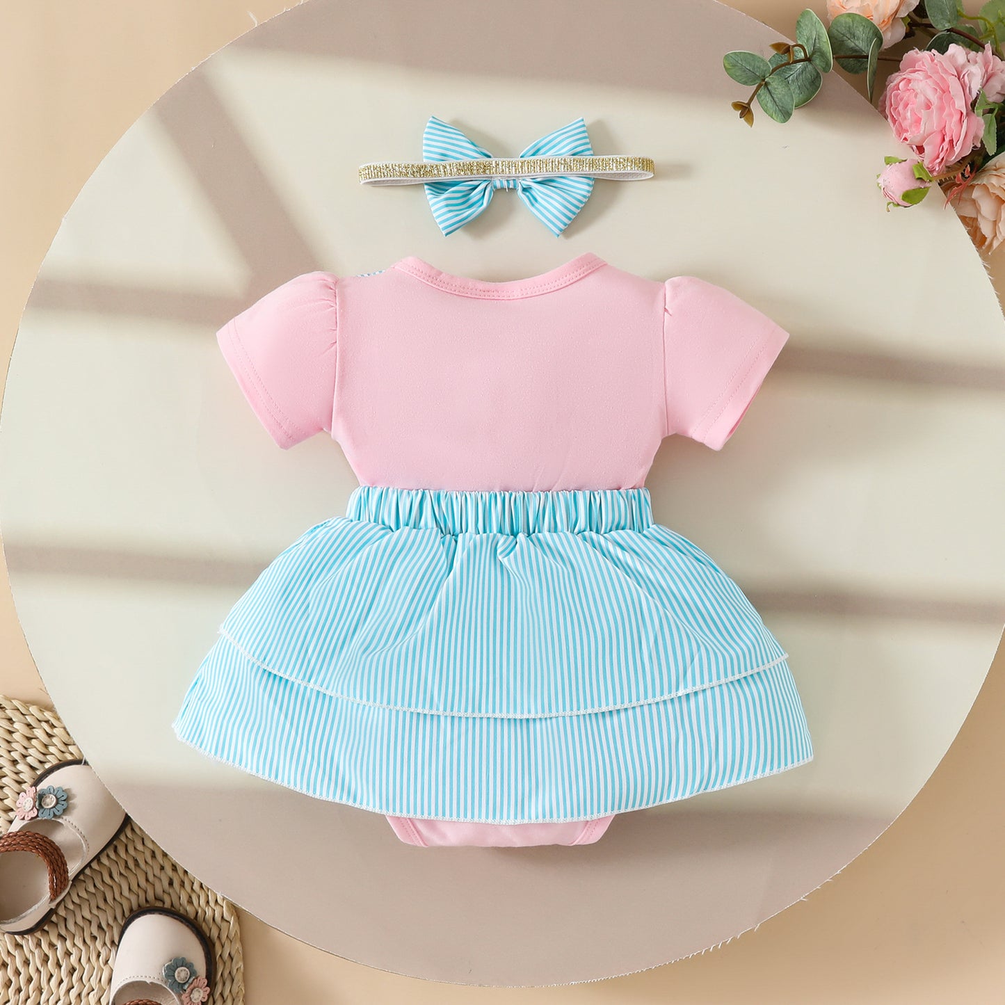 Zhang Fake Suspenders Triangle Rompers Striped Dress Summer Jumpsuit, Climbing Suit