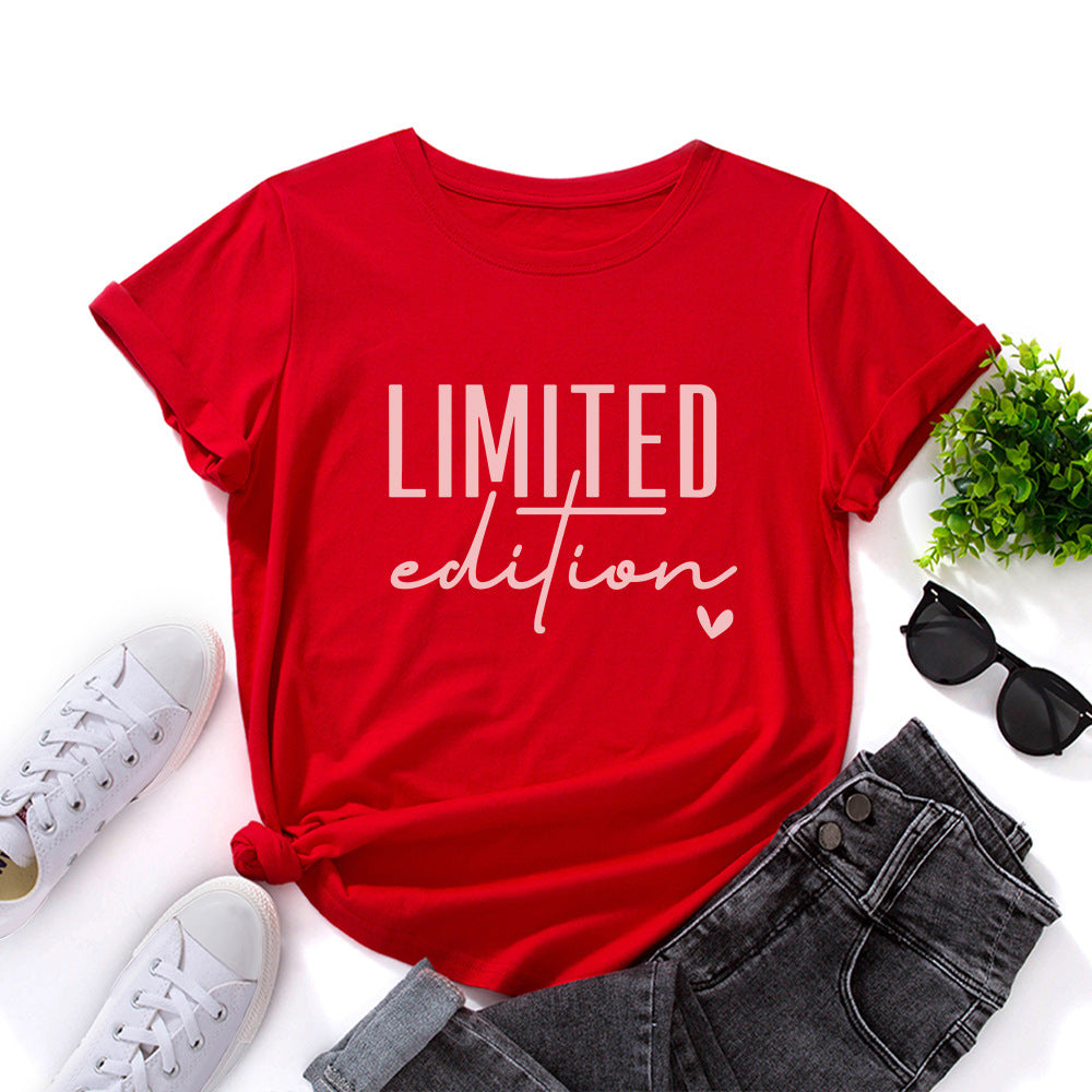 Women's Printed Loose Round Neck Sleeve Women's T-shirt