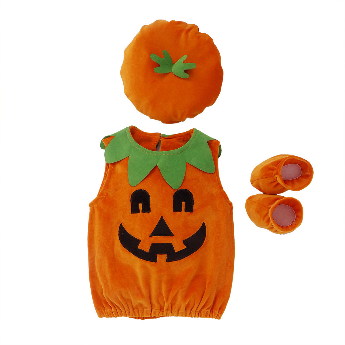 Children's Halloween Cute Round Neck Sleeveless Pumpkin Triangle Rompers Jumpsuit, Climbing Suit
