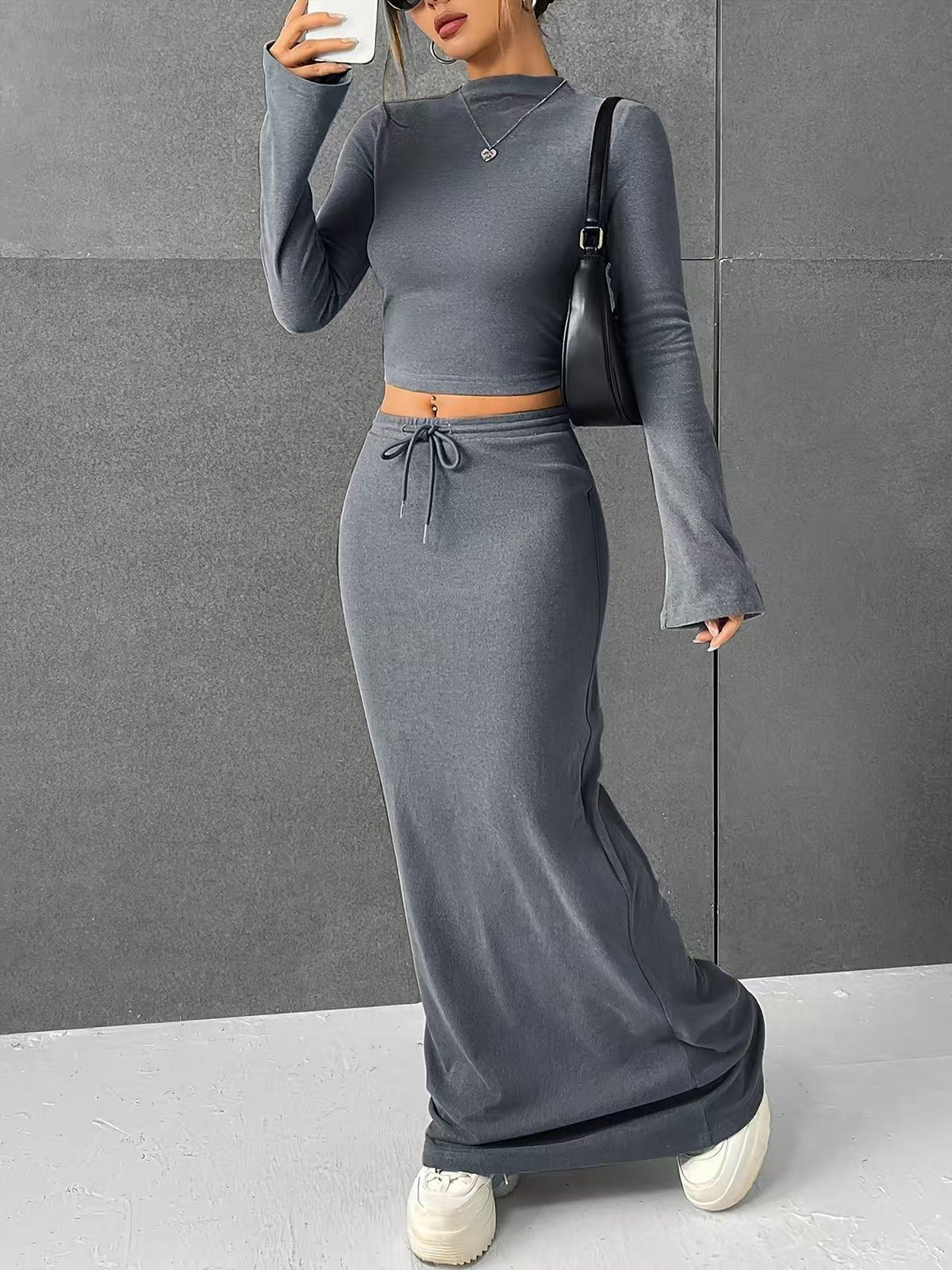 Women's Solid Color Long Sleeve Slim Base Suits