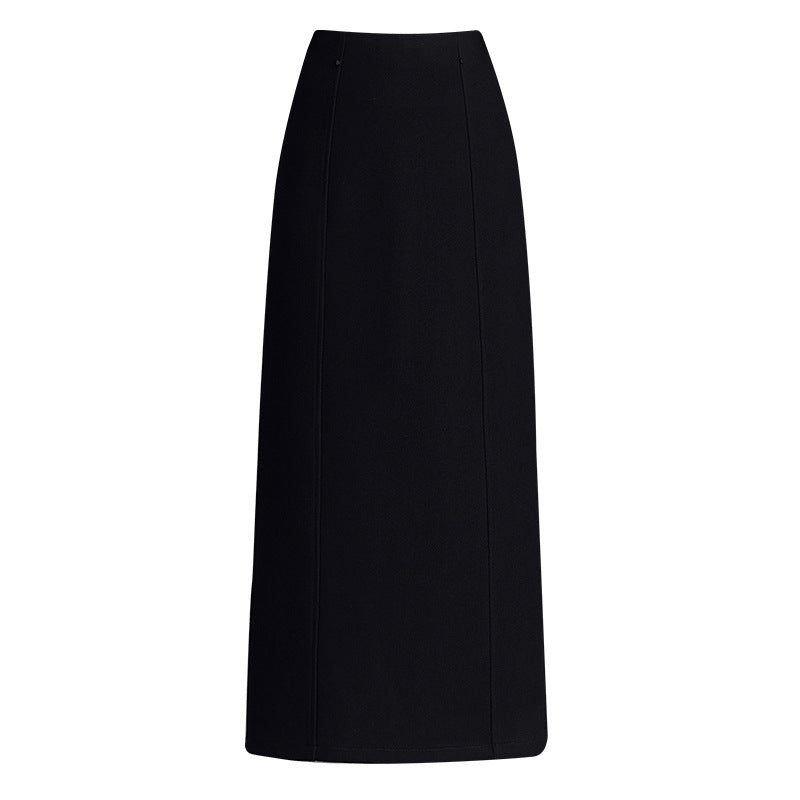 Women's Woolen A- Line Sheath Temperament High Waist Skirt