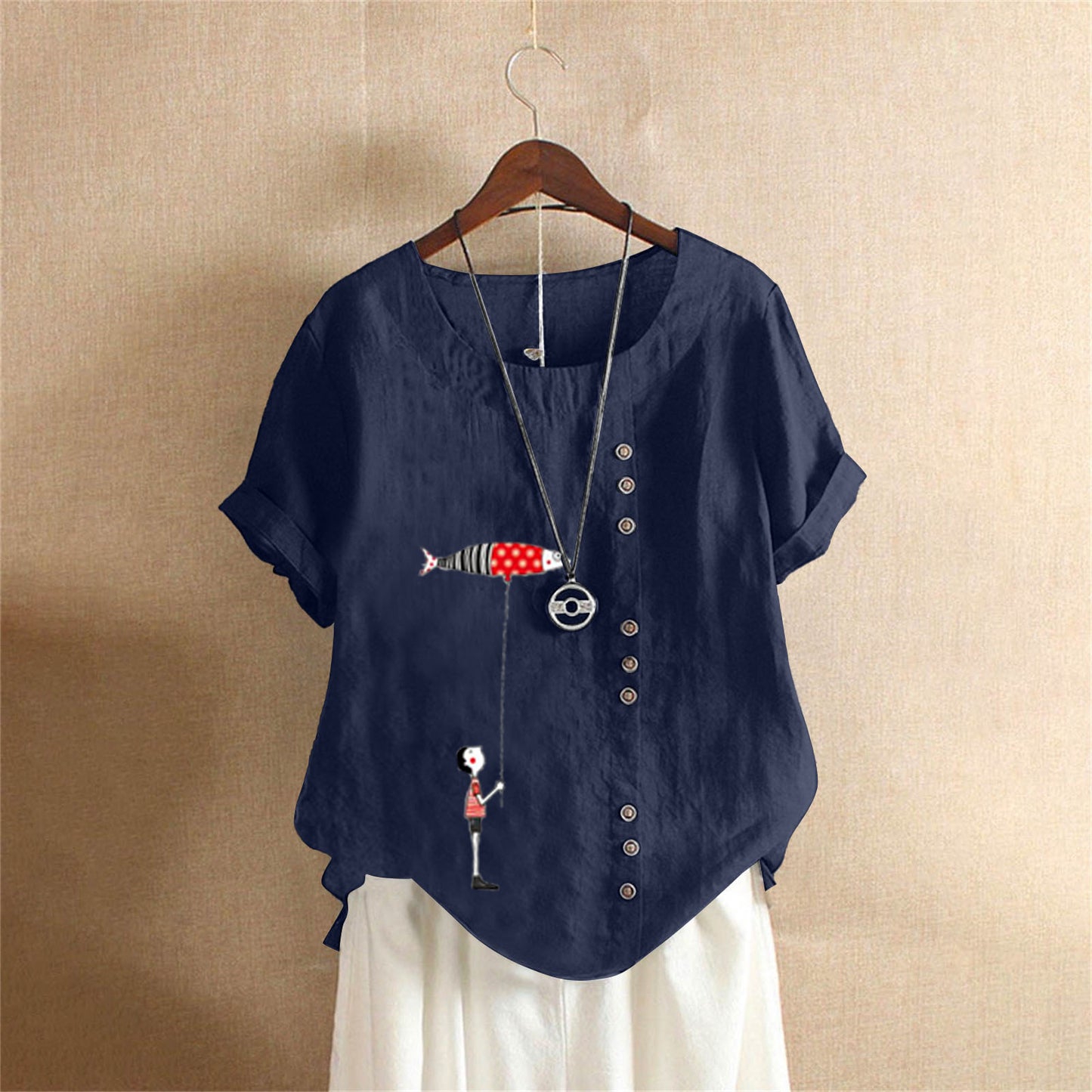 Women's Summer Retro Large Casual Loose Cotton Linen Shorts