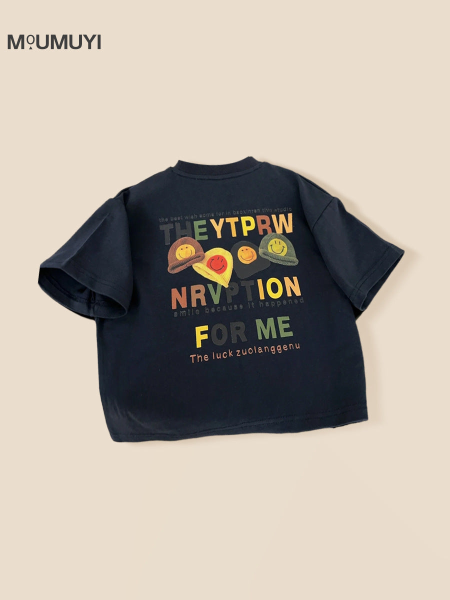 Children's Clothing Summer Korean Printed Short-sleeved Loose Casual Fashionable Round Collar Children's T-shirt