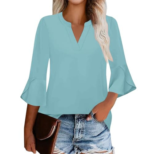 Women's Shirt Petal Sleeve Fashion Printed Loose Blouse