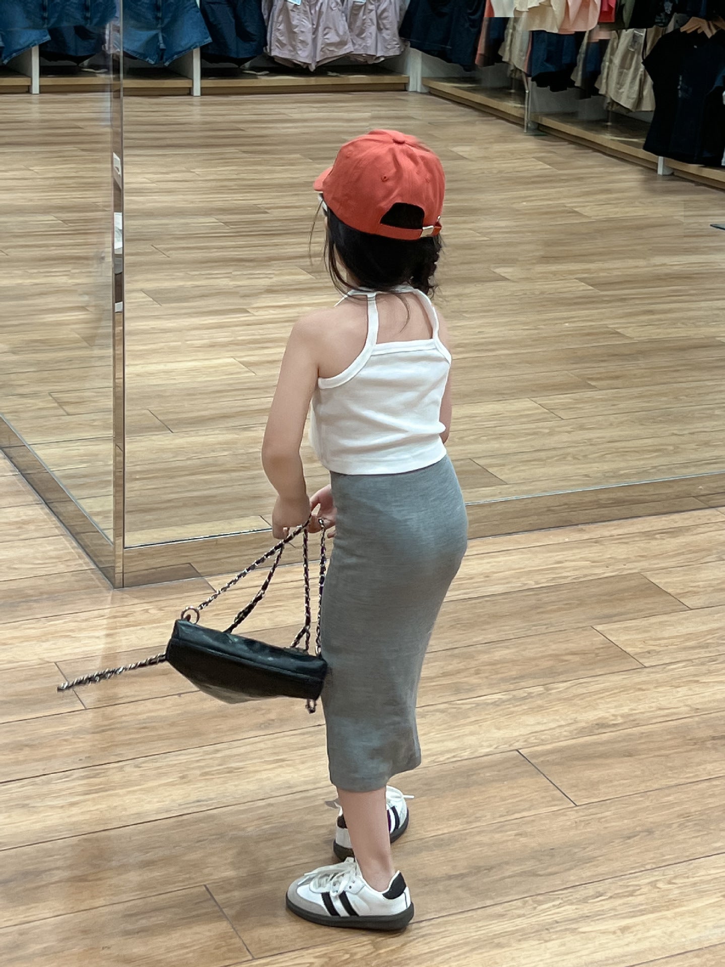 Summer Hot Sneaky Design Backless White Suspender Gray Fashion Hip Children's Suit
