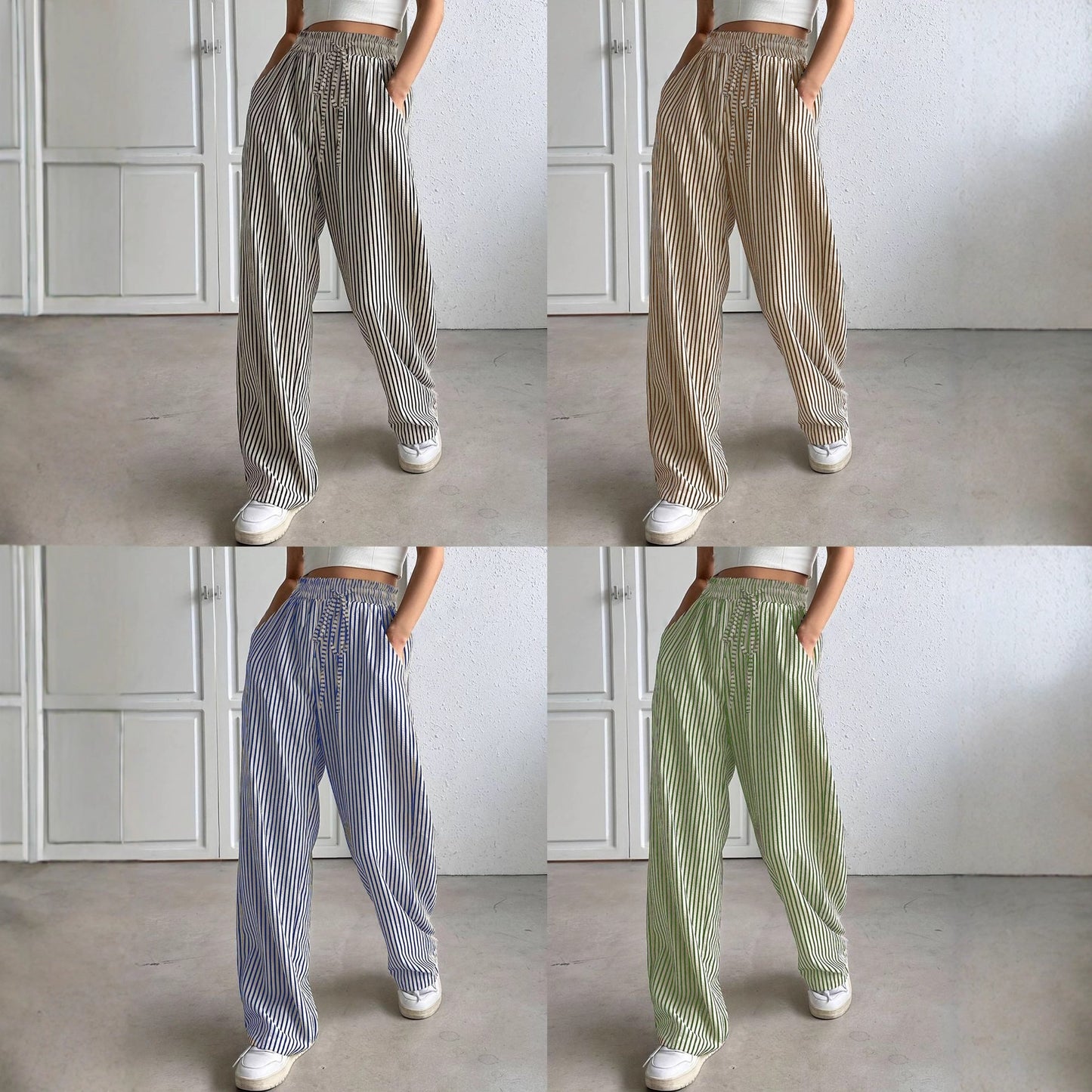 Trendy Popular Stylish Women's Striped Trousers Clothing
