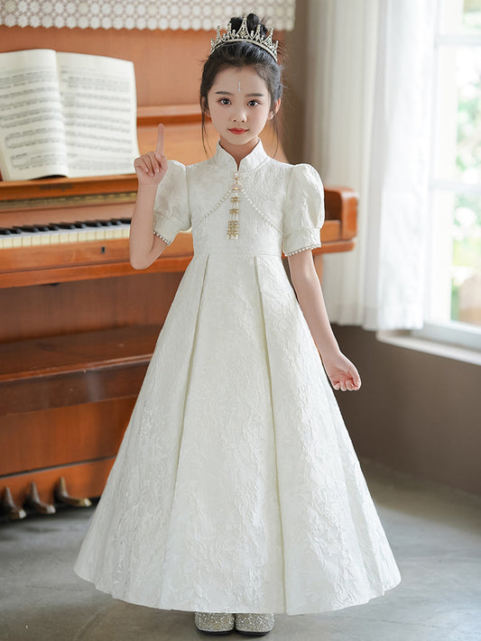 Children's Light Luxury Minority White Chinese Piano Children's Dress