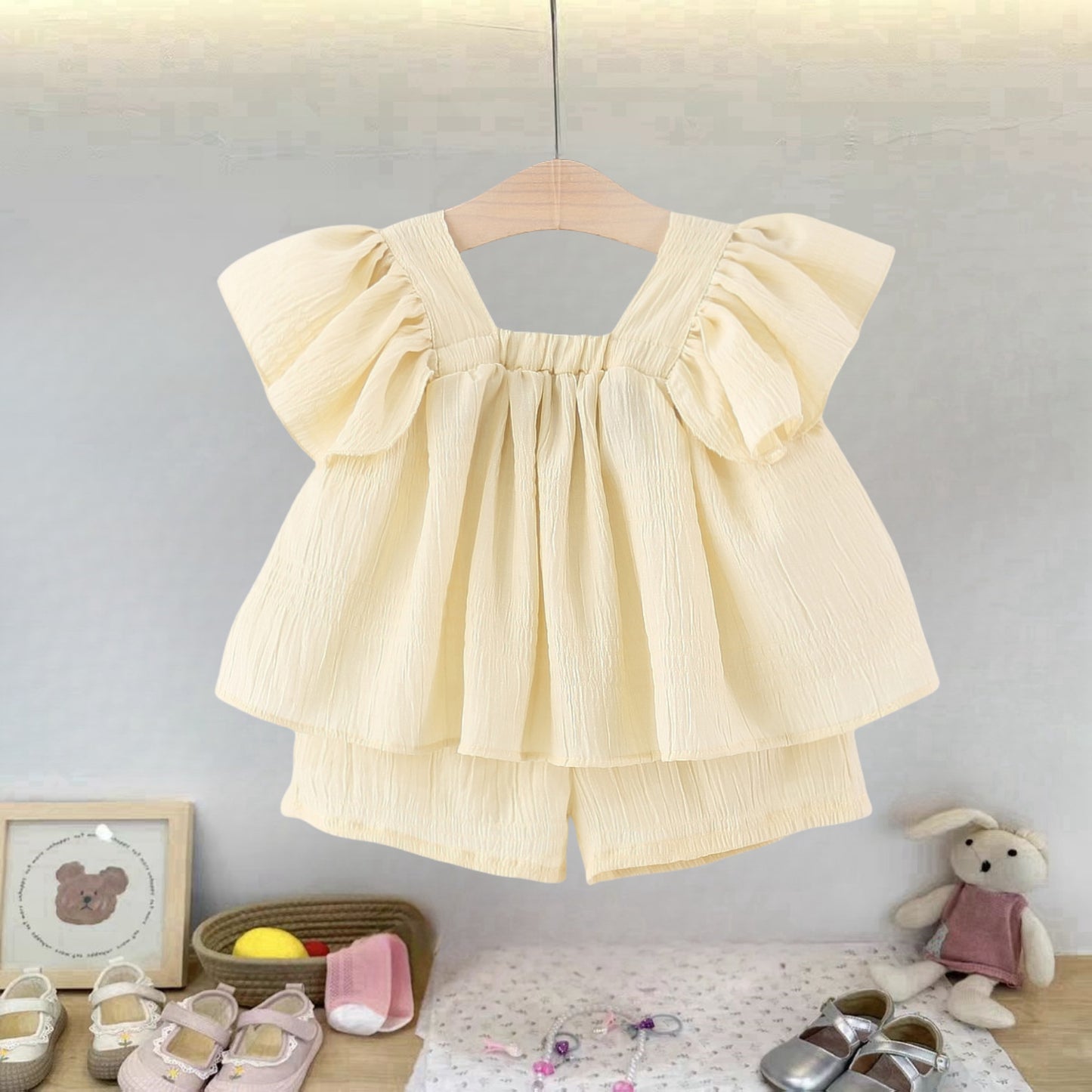 Children's Clothing Summer Flounced Sleeve Shorts Two-piece Children's Suit