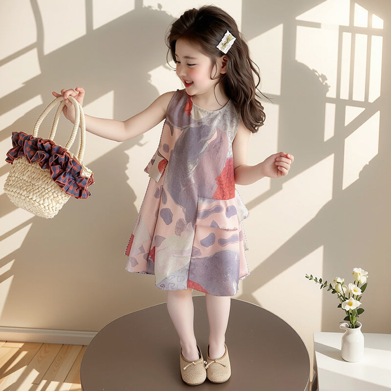 Children's Summer Little Korean Style Floral Skirt Fashionable Children's Dress