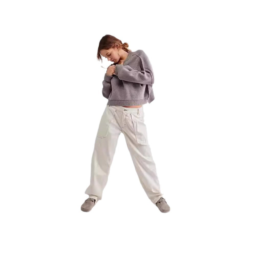 High Waist Casual Wide Leg Trousers Pants