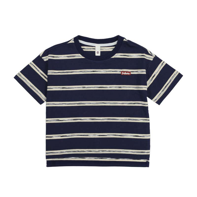 Children's Cotton Summer Contrast Color Striped Middle Big Loose Casual Children's T-shirt