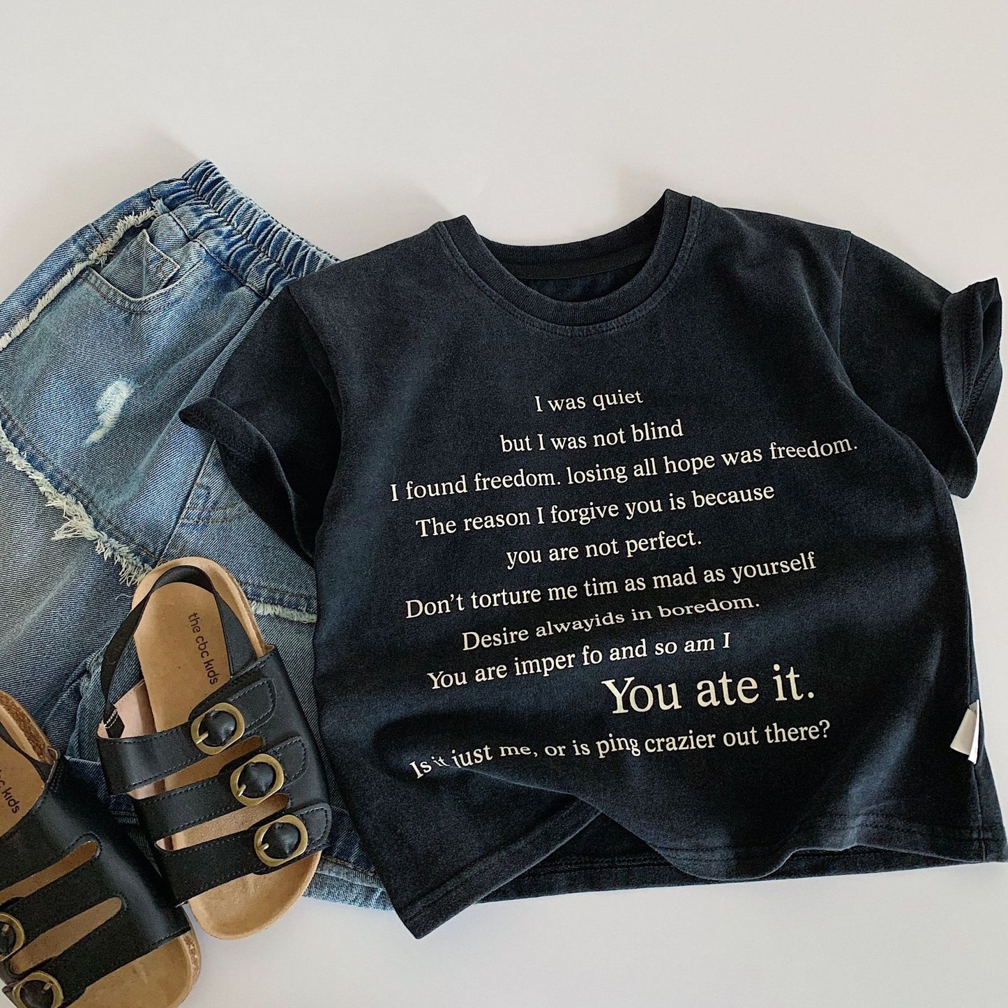 Children's Short-sleeved Summer Boys Letters Round Neck Pullover Woven Clothing Children's T-shirt