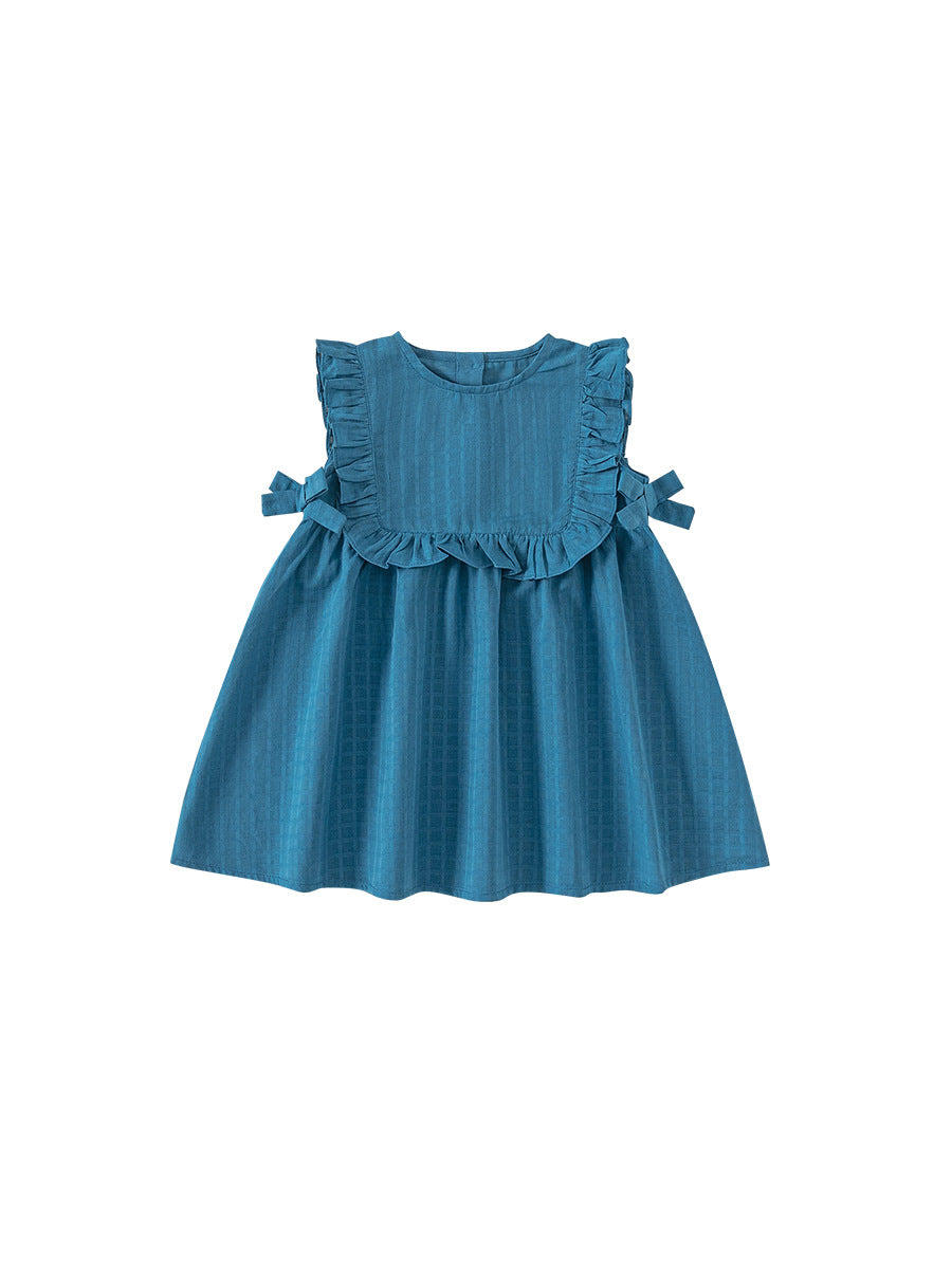 Children's Style Clothing Jacquard Sleeveless Cotton Linen Children's Dress