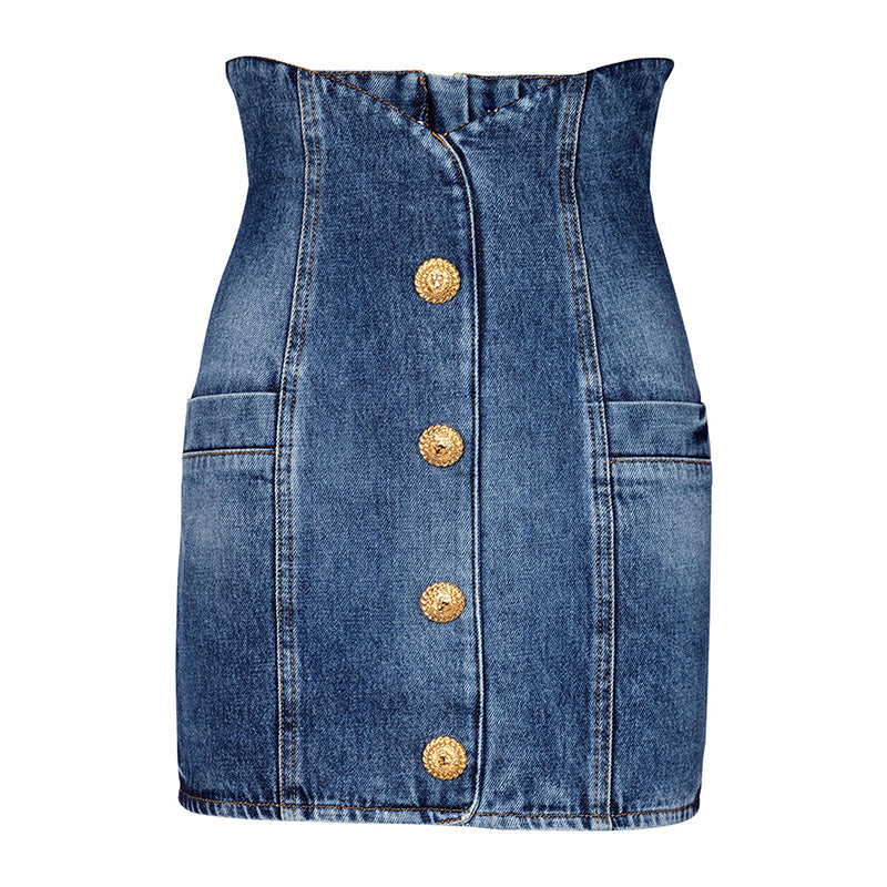 Fashion Washed Denim High Waist Mini Skirt