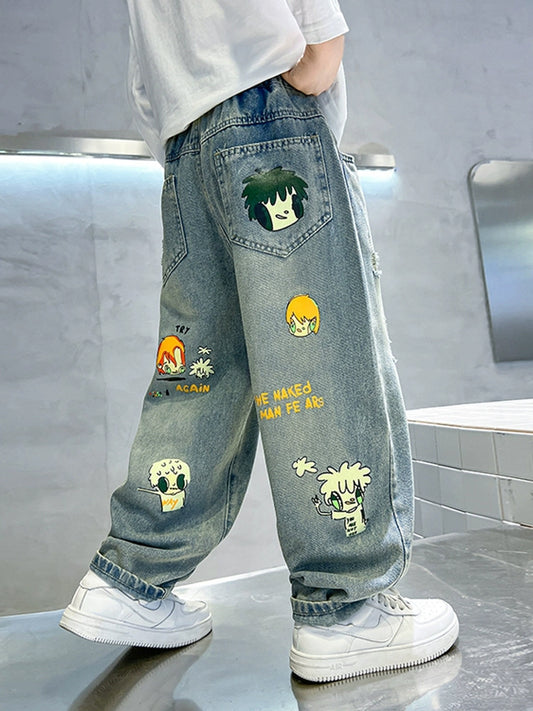 Children's Jeans Fashionable Fried Street Boyish Look Children's Pants