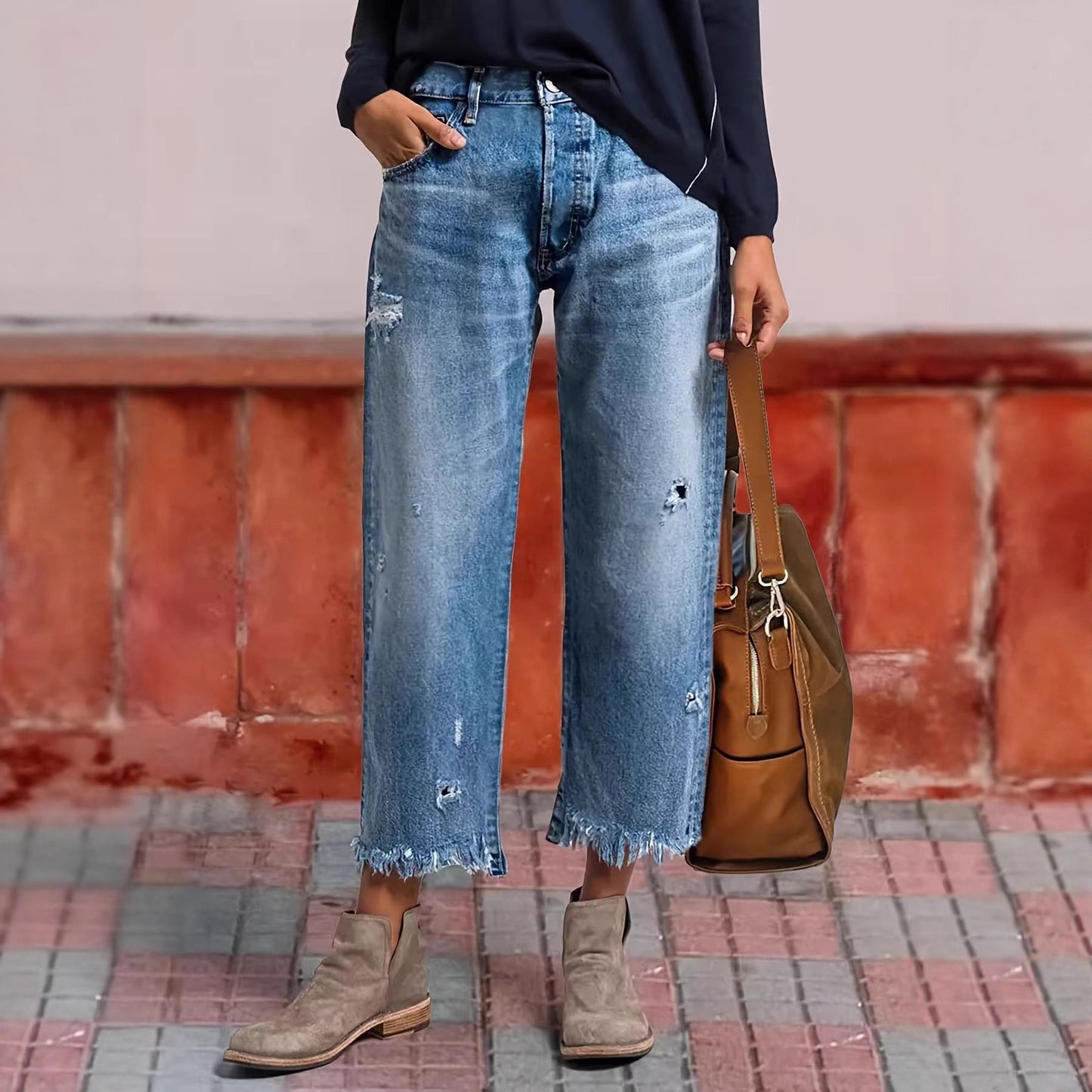 Charming Unique Beautiful Women's Ripped Straight Women's Jeans