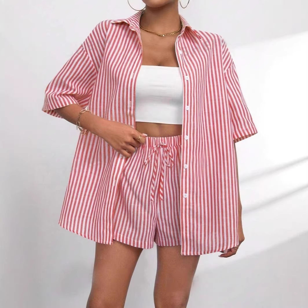 Source Lapel Striped Shirt Sleeve Two Suits